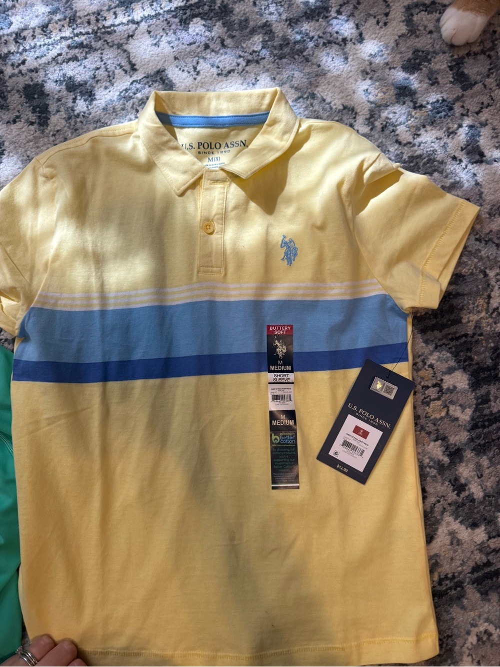 U.S. Polo Assn. Yellow Polo with Blue Stripe Accents